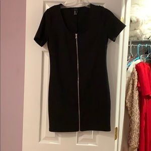 Black dress with silver zipper